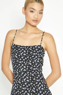 Glamorous Black Rose Straight-Fit Midaxi Dress -Cheap Softly Dressed Store KA7056 BLACKPURPLE 03