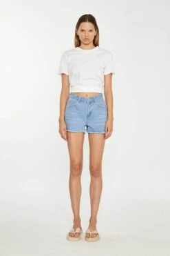 Glamorous Bleach-Blue Frayed Hem Denim Shorts