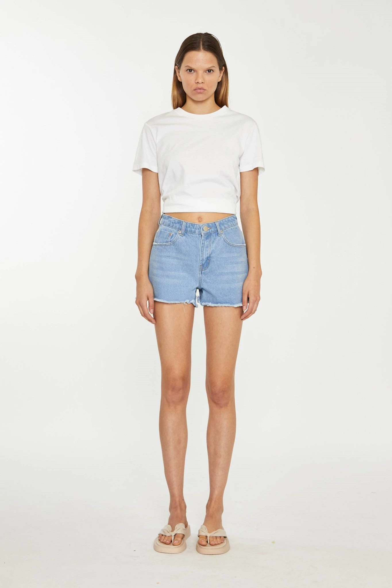Glamorous Bleach-Blue Frayed Hem Denim Shorts 1 Glamorous Bleach-Blue Frayed Hem Denim Shorts