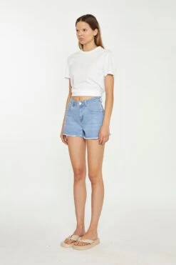 Glamorous Bleach-Blue Frayed Hem Denim Shorts 7 Glamorous Bleach-Blue Frayed Hem Denim Shorts -Cheap Softly Dressed Store KA7067 BR01 03