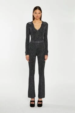 Glamorous Black-Silver Rib Collared V-Neck -Bodysuit 6 Glamorous Black-Silver Rib Collared V-Neck -Bodysuit -Cheap Softly Dressed Store KA7107 DM53 01