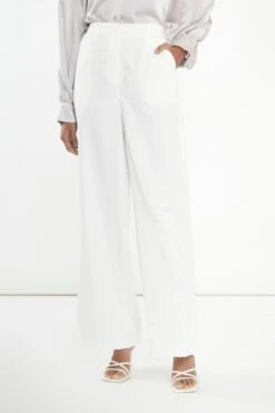Glamorous White Wide Leg Trousers -Cheap Softly Dressed Store KK0063A WHI 03