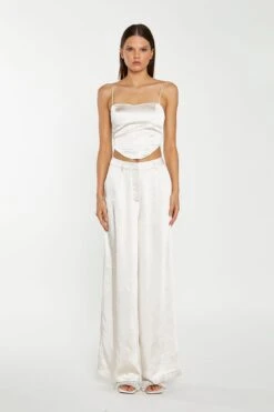 Glamorous Champagne Satin Wide Leg Trousers