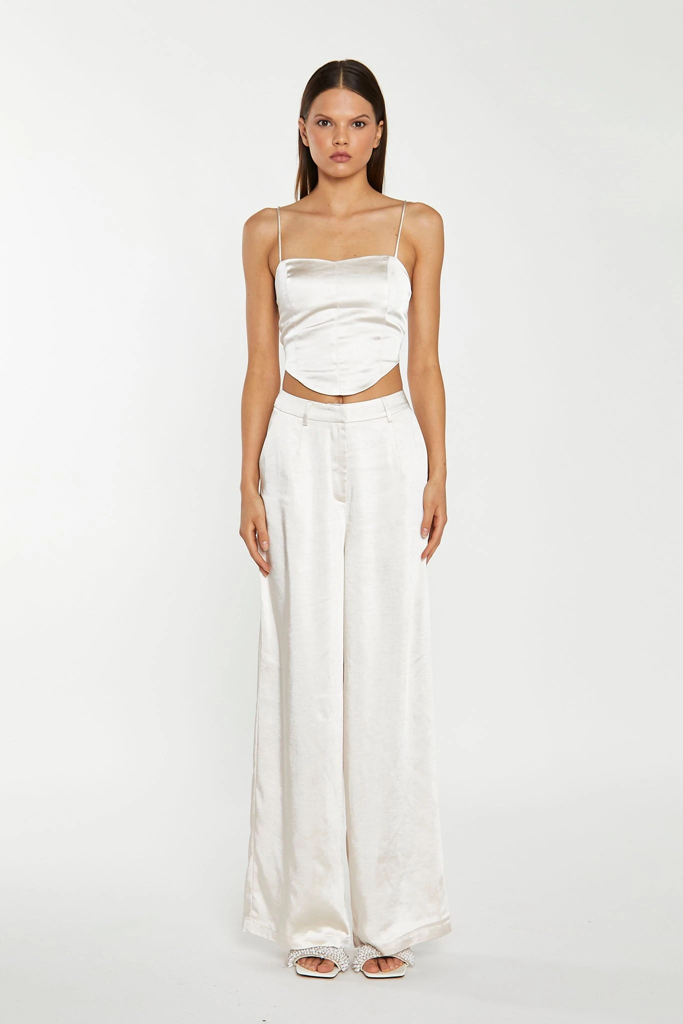 Glamorous Champagne Satin Wide Leg Trousers 1 Glamorous Champagne Satin Wide Leg Trousers