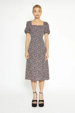 Glamorous Multi Splodge Floral Tie Back Midi Dress