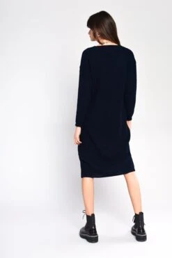 Glamorous Black Ribbed V-Neck Long Sleeve Midi Jumper Dress -Cheap Softly Dressed Store LC0212 NA 03