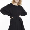 Glamorous Black Knitted Mini Dress With Tie Belt