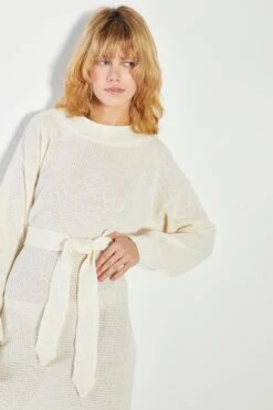 Glamorous Bone Belted Knitted Mini Dress -Cheap Softly Dressed Store LC1029 CC64 04