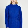 Glamorous Royal Blue Knitted Mini Dress With Tie Belt