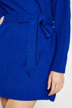 Glamorous Royal Blue Knitted Mini Dress With Tie Belt -Cheap Softly Dressed Store LC1029 ROY 04