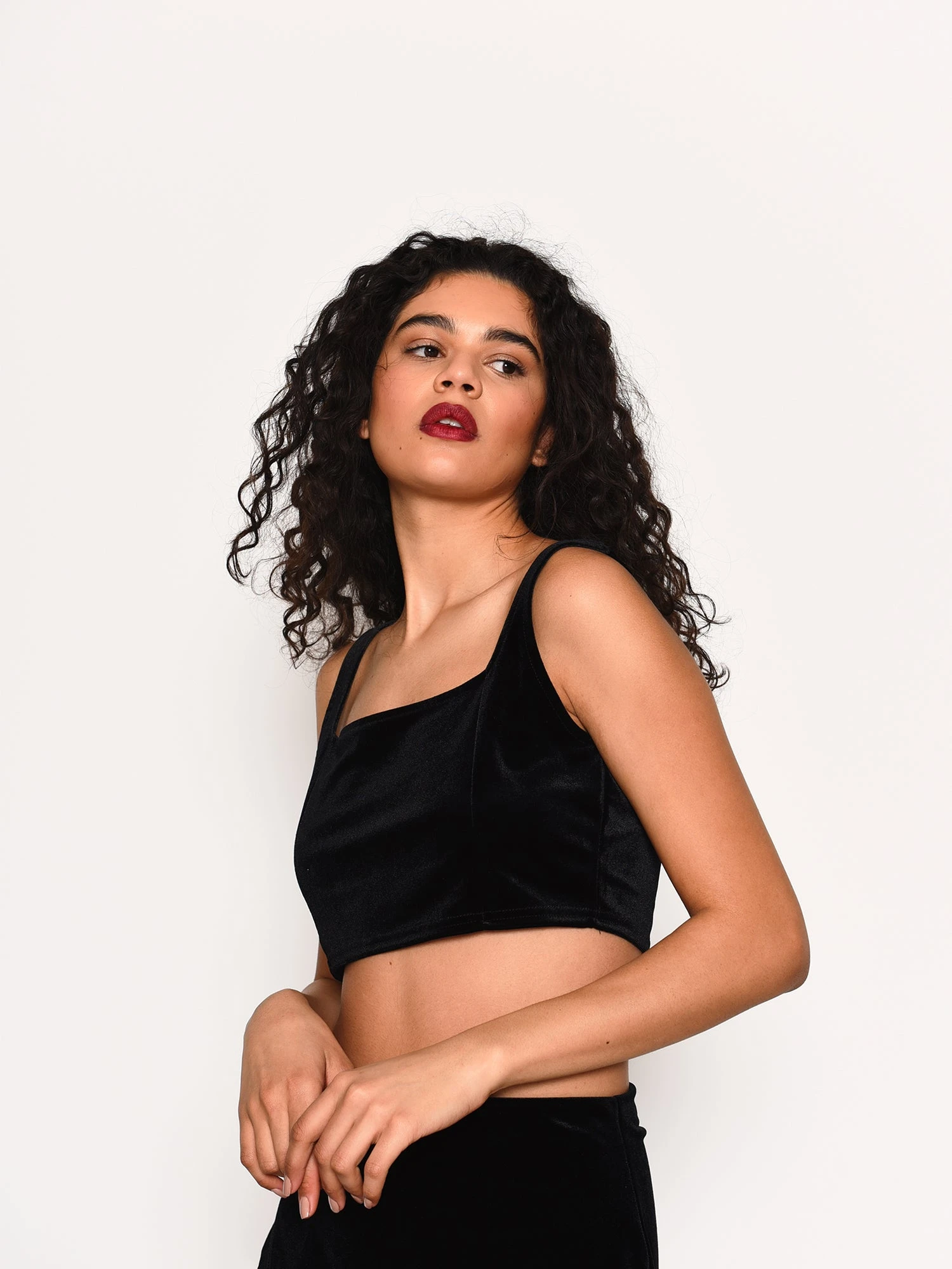 Glamorous Black Velvet Crop Top 2 Glamorous Black Velvet Crop Top - Image 2