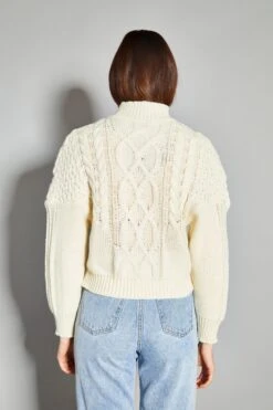 Glamorous Cream High Neck Cable Knit Jumper -Cheap Softly Dressed Store LC1379 CRM 02