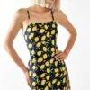 Glamorous Lemon Print Strappy Fitted Mini Dress