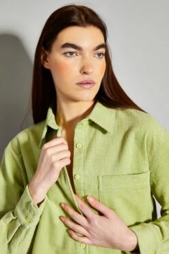 Glamorous Pistachio Corduroy Button Front Shirt -Cheap Softly Dressed Store NW0079B DC88 04
