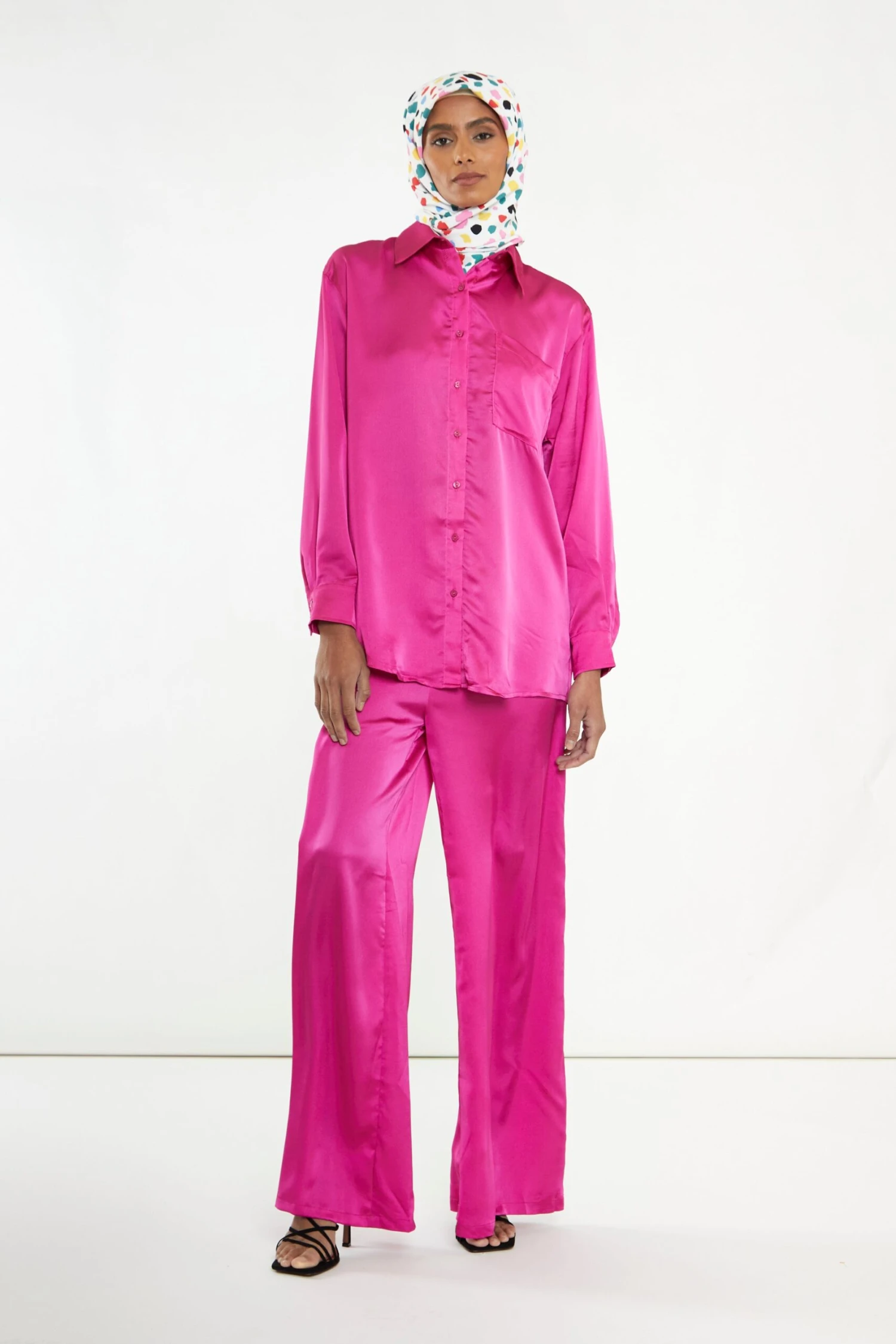 Glamorous Modest Fuchsia Button Front Shirt 1 Glamorous Modest Fuchsia Button Front Shirt