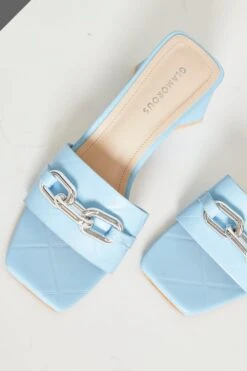 Glamorous Blue Quilted Square Toe Mules -Cheap Softly Dressed Store SHOES 10 0059bbca 2579 45e2 bf1a 8f2613d54d65