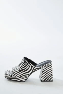 Glamorous Zebra Print Block Heel Mules -Cheap Softly Dressed Store SHOES 1478