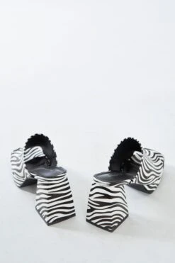 Glamorous Zebra Print Block Heel Mules -Cheap Softly Dressed Store SHOES 1479