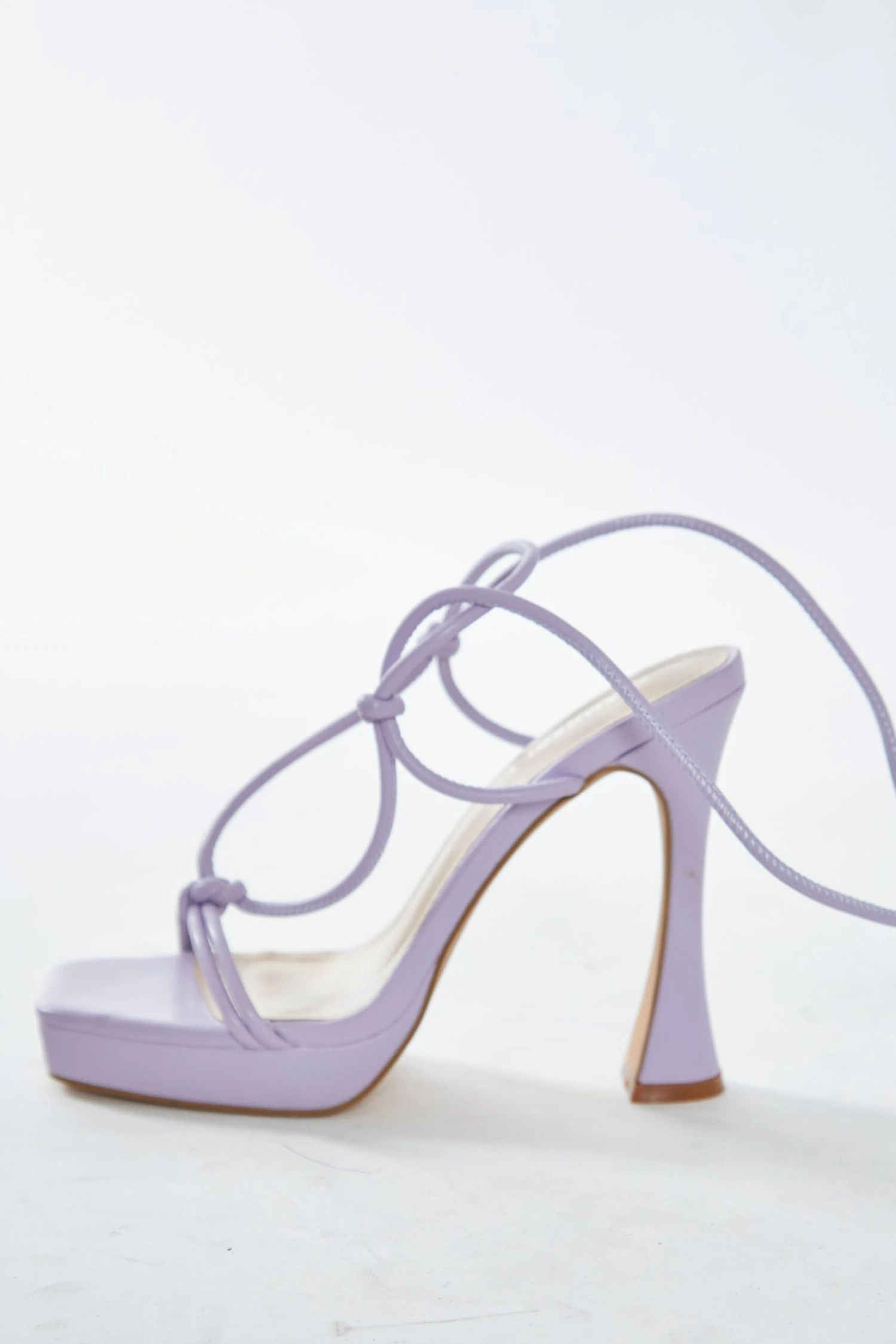Glamorous Lilac Lace Up Flared Heels 1 Glamorous Lilac Lace Up Flared Heels