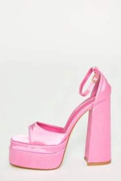 Glamorous Pink Satin Open Toe Platform Heels -Cheap Softly Dressed Store SHOES 18 0cdd202b 43f5 4ba7 ab73 01175c3c9122