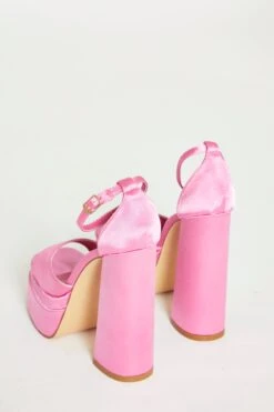 Glamorous Pink Satin Open Toe Platform Heels -Cheap Softly Dressed Store SHOES 19 7f733e46 0dc1 4eb0 a0bf fc6754ac65cb