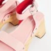 Glamorous Baby-Pink Open Toe Block-Heel Sandals
