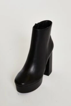 Glamorous Black Platform Block Heel Ankle Boots -Cheap Softly Dressed Store Shoes 032