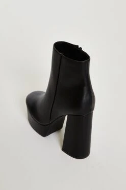 Glamorous Black Platform Block Heel Ankle Boots -Cheap Softly Dressed Store Shoes 033