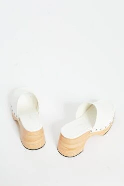 Glamorous White Open Toe Mule Clog Sandals -Cheap Softly Dressed Store Shoes 10