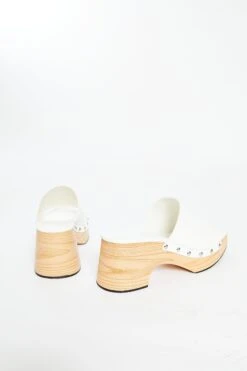 Glamorous White Open Toe Mule Clog Sandals -Cheap Softly Dressed Store Shoes 11