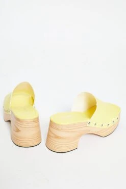 Glamorous Lime Open Toe Mule Clog Sandals -Cheap Softly Dressed Store Shoes 14