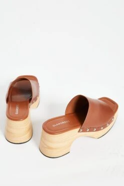 Glamorous Tan Open Toe Mule Clog Sandals -Cheap Softly Dressed Store Shoes 17