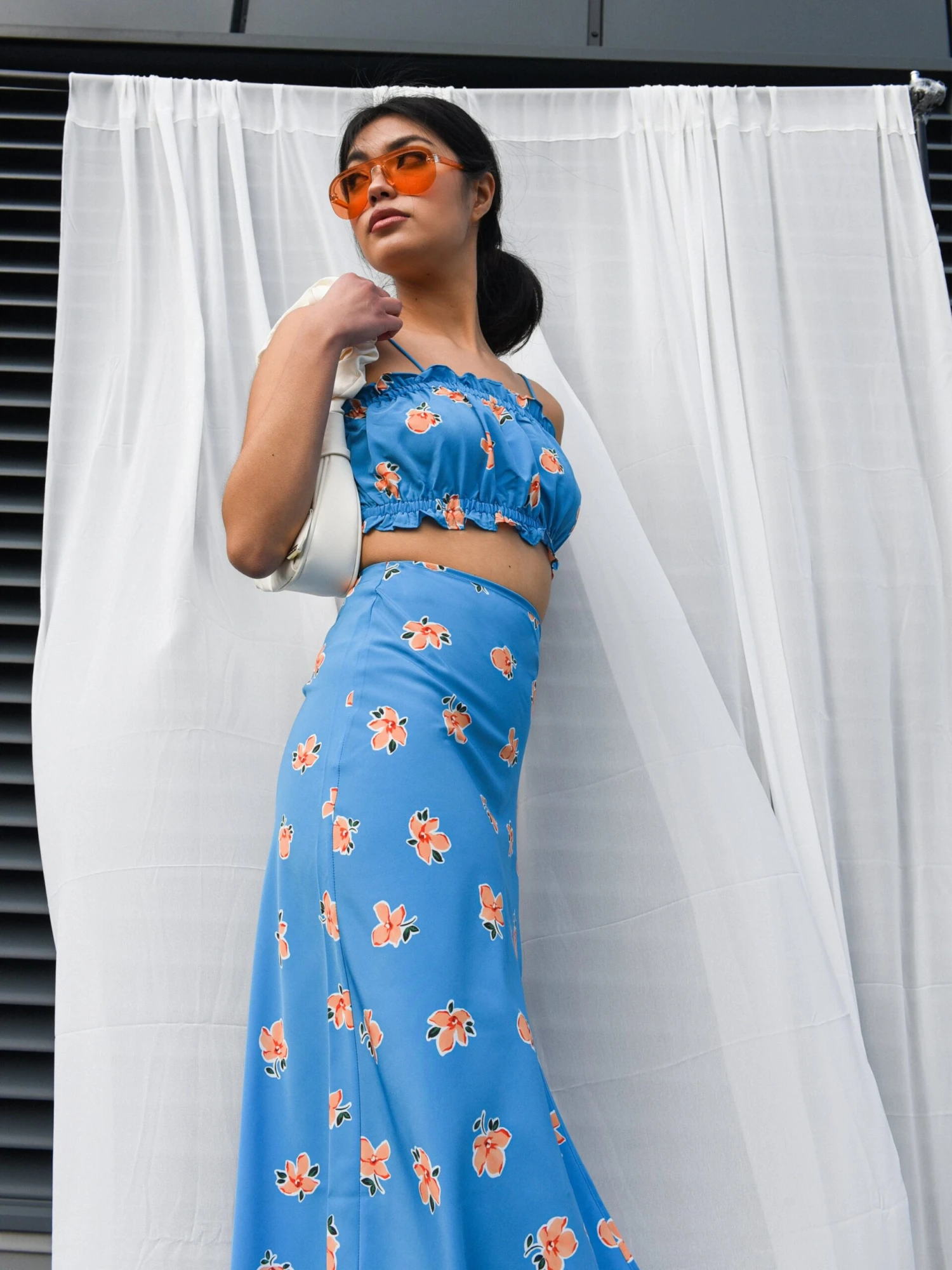 Glamorous Care Blue Orange Floral Crop Top 2 Glamorous Care Blue Orange Floral Crop Top - Image 2