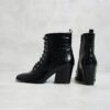 Glamorous Black Lace Up Chunky Heel Boots