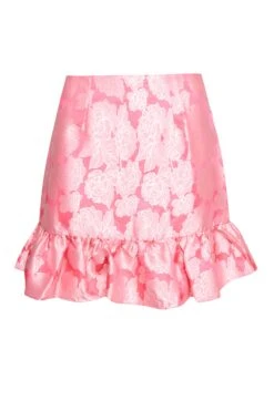 Glamorous Neon Pink Jacquard Mini Frill Skirt -Cheap Softly Dressed Store TD4THJAN74457
