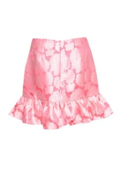 Glamorous Neon Pink Jacquard Mini Frill Skirt -Cheap Softly Dressed Store TD4THJAN74458