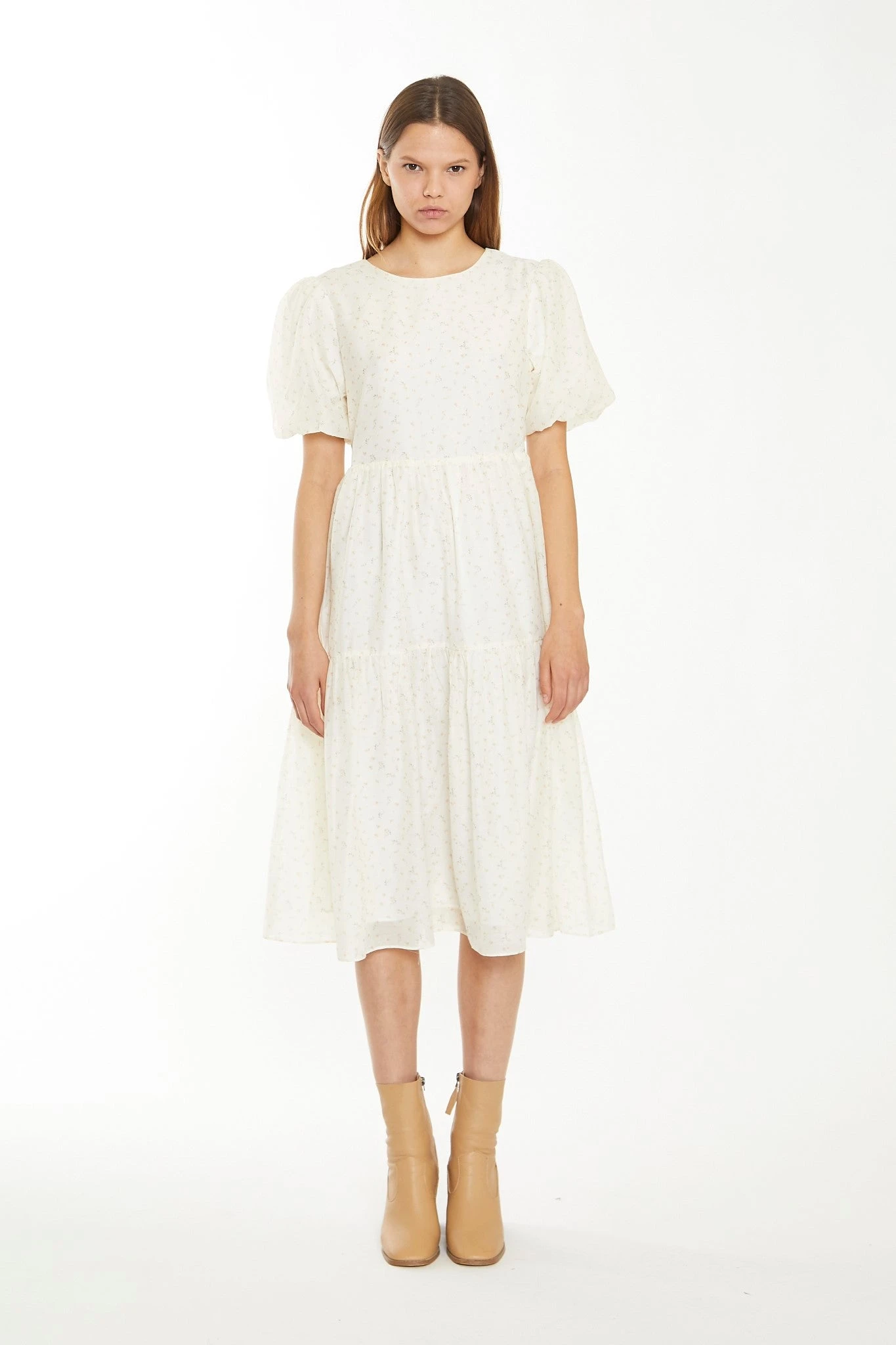 Glamorous Cream Peach Ditsy Organza Midi-Dress 1 Glamorous Cream Peach Ditsy Organza Midi-Dress