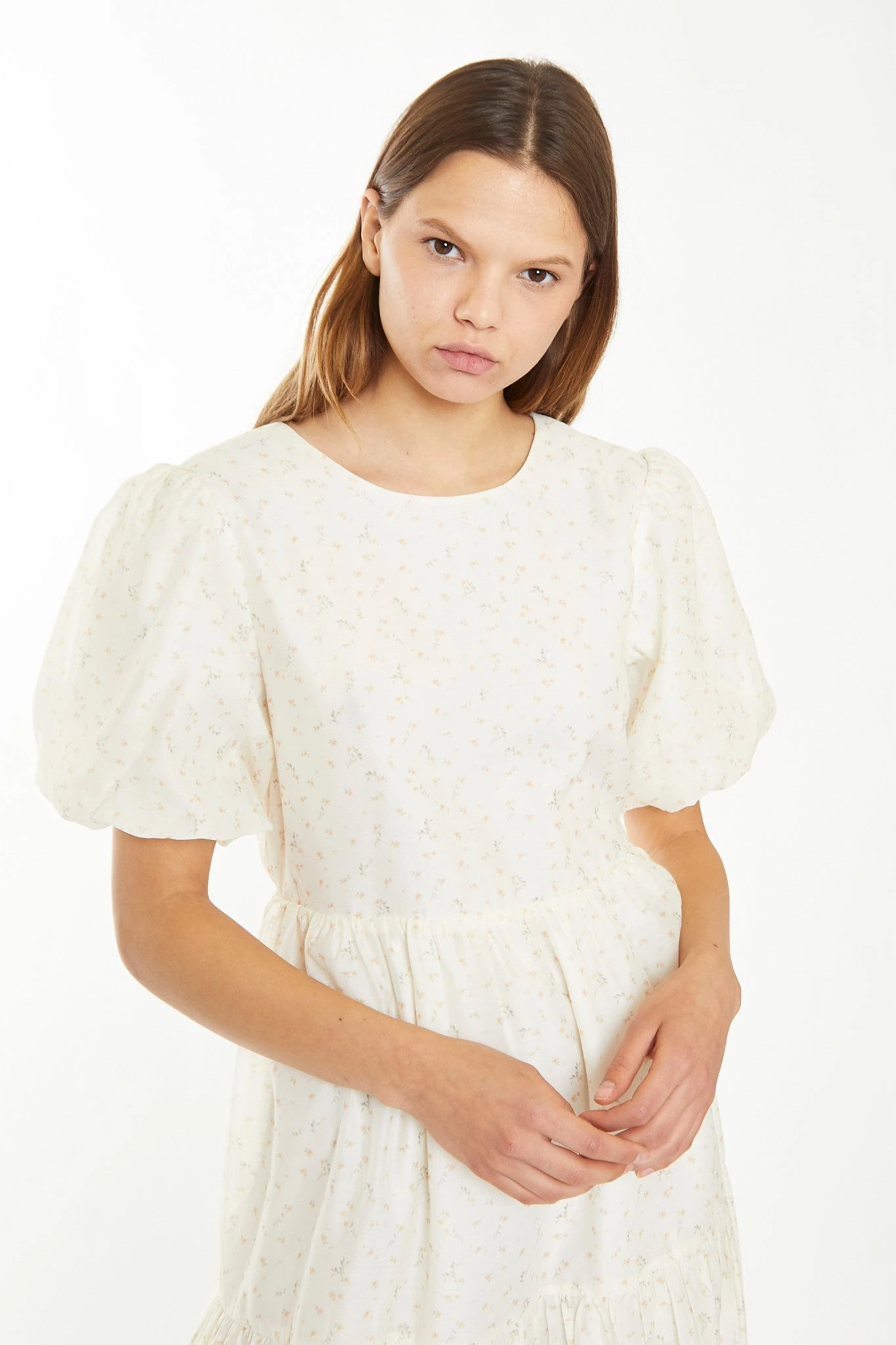 Glamorous Cream Peach Ditsy Organza Midi-Dress 4 Glamorous Cream Peach Ditsy Organza Midi-Dress - Image 4