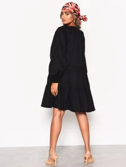 Glamorous Black Cotton Long Sleeve Smock Dress -Cheap Softly Dressed Store TM0173A2