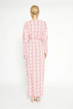 Glamorous White-Red-Pink-Floral Wrap Maxi Dress 7 Glamorous White-Red-Pink-Floral Wrap Maxi Dress -Cheap Softly Dressed Store TM0185A DI01 02