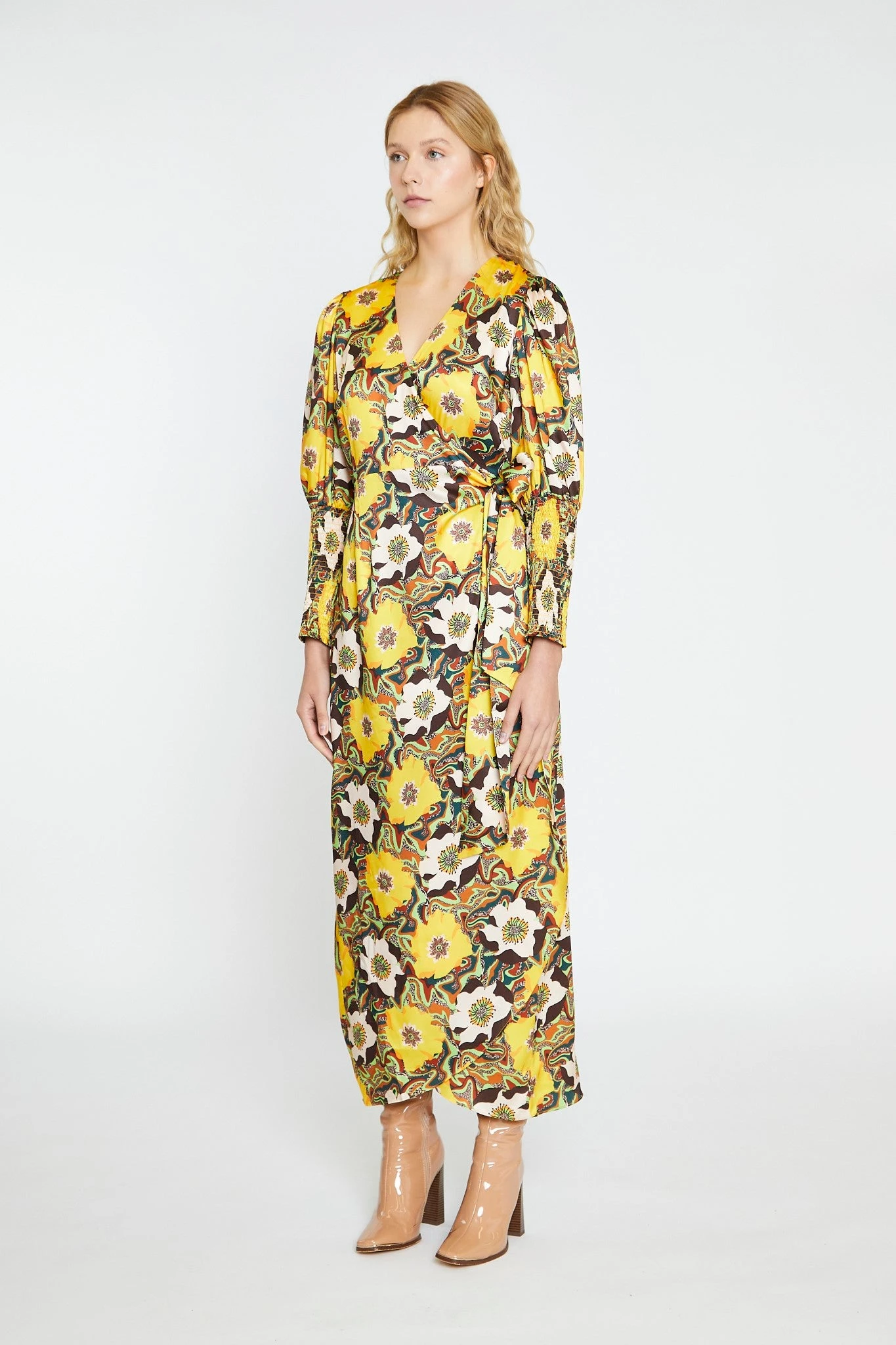 Glamorous Psychedelic Multi-Floral Wrap Maxi-Dress 3 Glamorous Psychedelic Multi-Floral Wrap Maxi-Dress - Image 3