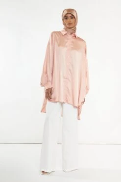 Glamorous Modest Dusty Peach Shirt Dress