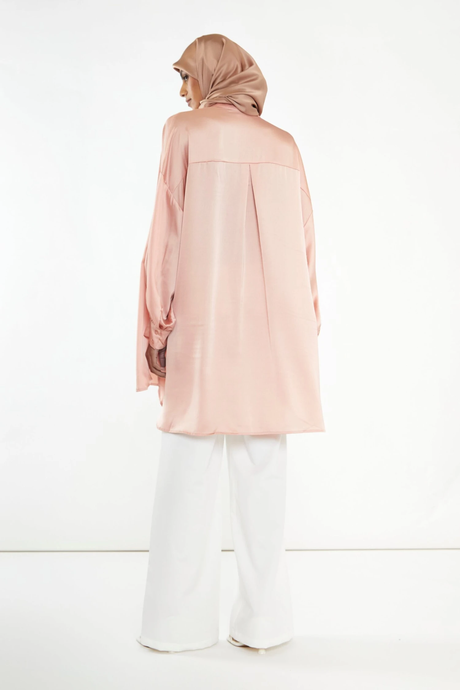 Glamorous Modest Dusty Peach Shirt Dress 4 Glamorous Modest Dusty Peach Shirt Dress - Image 4