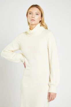 Glamorous Cream Knitted High Neck Midi Dress -Cheap Softly Dressed Store TM0245 CRM 03