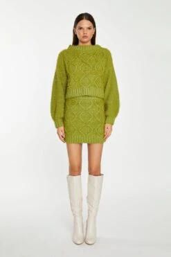 Glamorous Grass-Green Cable-Knit Long Sleeve Jumper -Cheap Softly Dressed Store TM0248A DM03 01