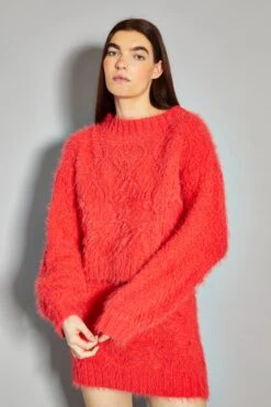 Glamorous Coral Red Knitted Mini Skirt -Cheap Softly Dressed Store TM0249A BS80 03