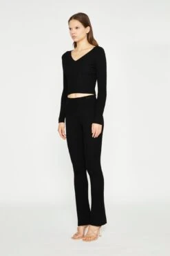 Glamorous Black Knitted Flared Trousers