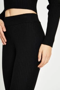 Glamorous Black Knitted Flared Trousers -Cheap Softly Dressed Store TM0330A BK 03