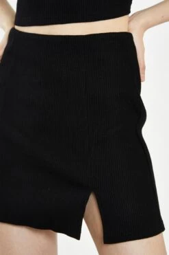 Glamorous Black Rib Side Split Miniskirt -Cheap Softly Dressed Store TM0514A U71 04