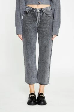Glamorous Black Acid-Wash Straight Leg Jeans